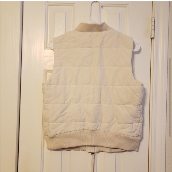 Vince Women's Strand Collar Zip Front Quilted Vest Solid Ivory Size Small - Picture 3 of 6